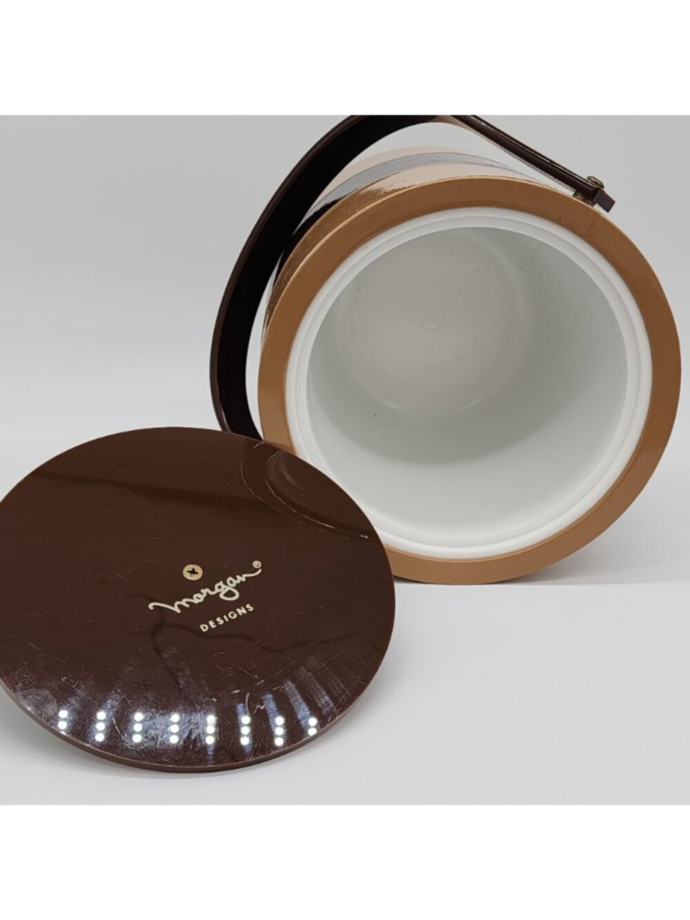 MCM Ice Bucket Brown Tan Stripe Acrylic and Plastic by Morgan Designs - Picture 8 of 9